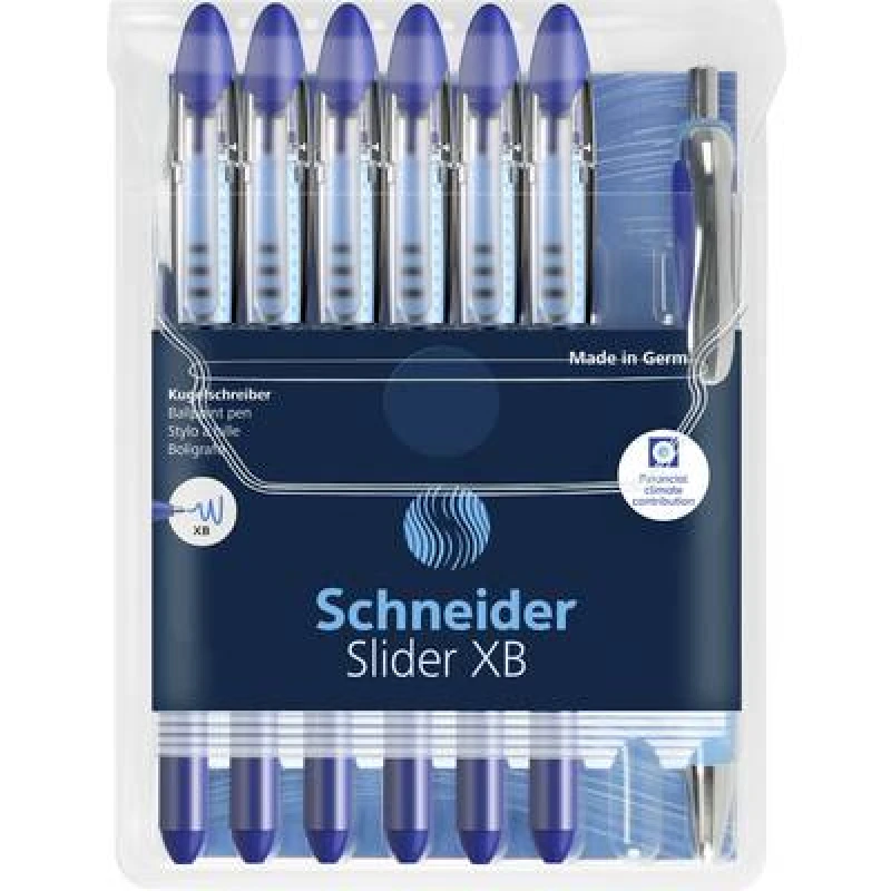 Image of Schneider Schreibgeraete Schneider Schreibgeraete Kugelschreiber Slider Basic XB Rave 6er Etui + Slider Rave XB blau 151277 Ballpoint pen N/A
