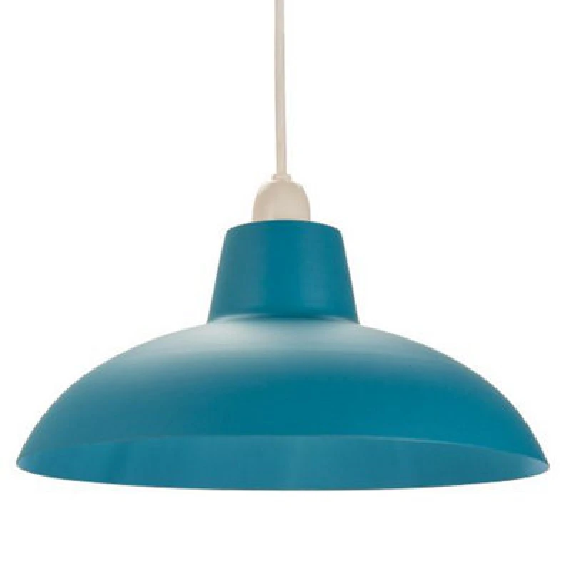 Image of Happy Homewares Industrial Retro Designed Matt Teal Curved Metal Ceiling Pendant Light Shade