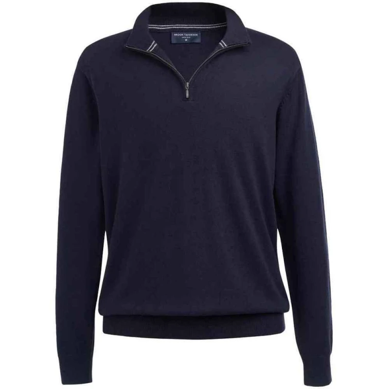 Image of Brook Taverner Brook Taverner Men Copenhagen Quarter Zip Jumper in Navy Size: Small Navy S Male 5063693803698