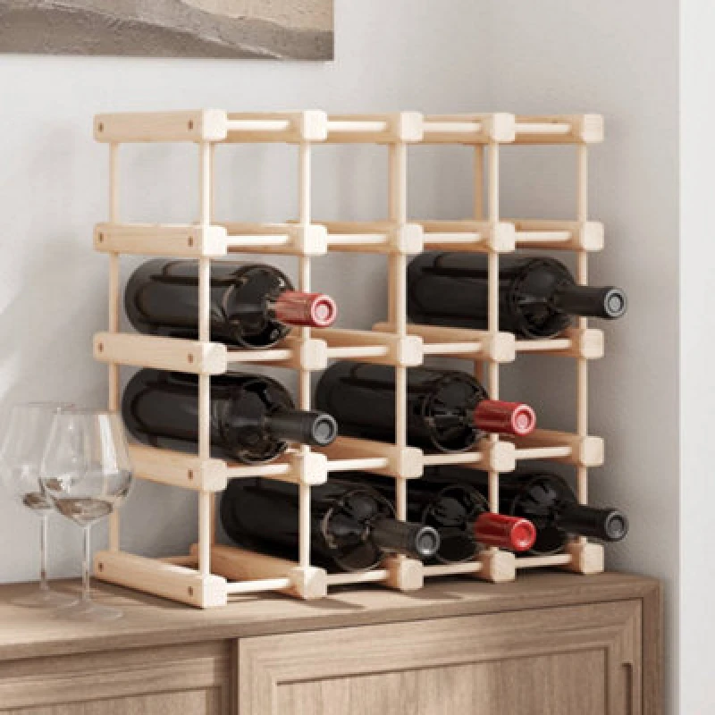 Image of VIDAXL Wine Rack for 20 Bottles 46.5x23x46.5cm Solid Wood Pine Vidaxl 8720845431822