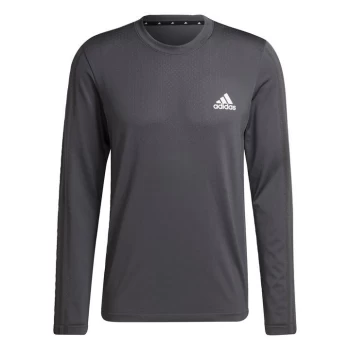 Image of adidas AEROREADY Motion Seamless Sport Long-Sleeve Top Me - Grey Six / White