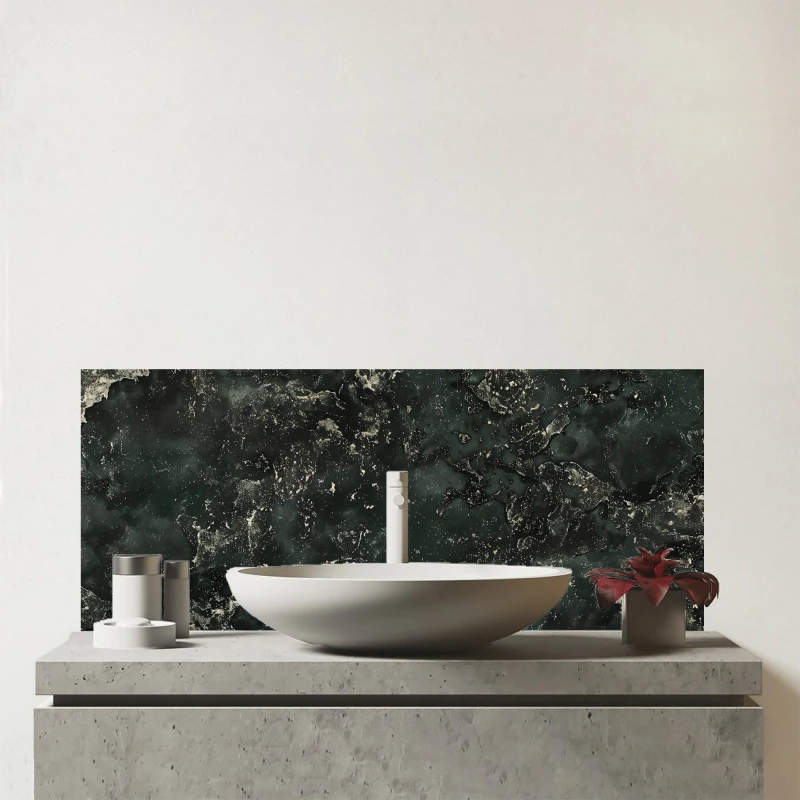 Image of Warren Reed - Designer Shabby Green Quartz Effect Glass Bathroom Splashback in Grey Grey Unisex