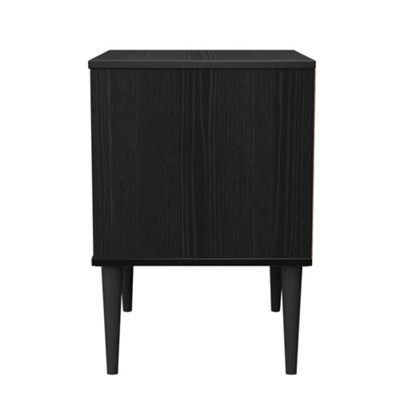 Image of Fiji Ready Assembled Black & Oak 2 Drawer Wide Smart Bedside Chest (H)594mm (W)450mm (D)395mm