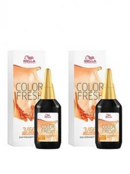 Image of Wella Wella Professionals Color Fresh Semi-Permanent Colour Dark Intense Violet Brown 75ml Duo Pack