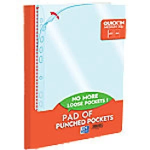 Image of OXFORD Punched Pocket Pad Quick in A4 Portrait Clear 50 Microns