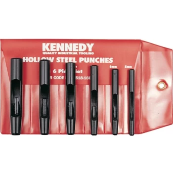 Image of 5-12MM Hollow Punch Set (6-Pce) for Cork, Leather, Plastics - Kennedy
