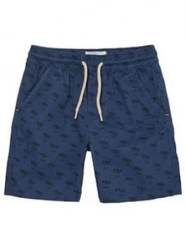 Image of Fat Face Boys Studland Palm Print Shorts - Blue