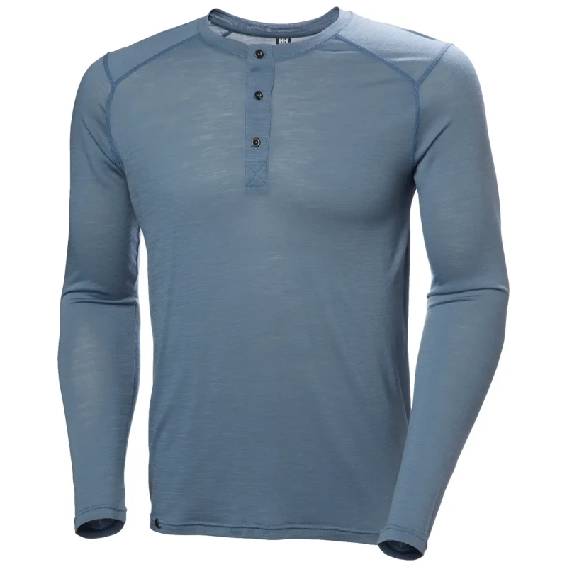 Image of Long sleeve T-Shirt Helly Hansen Durawool Henley Bleu Male M