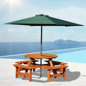 Image of Outsunny 8-Seater Wooden Picnic Set-Fir Wood