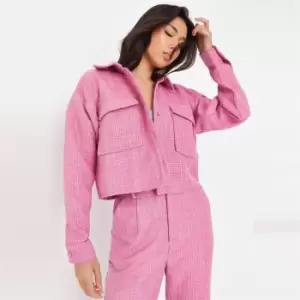 Image of Missguided Pocket Boucle Jacket - Pink