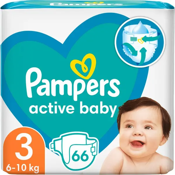 Image of Pampers Active Baby Size 3 66 Nappies
