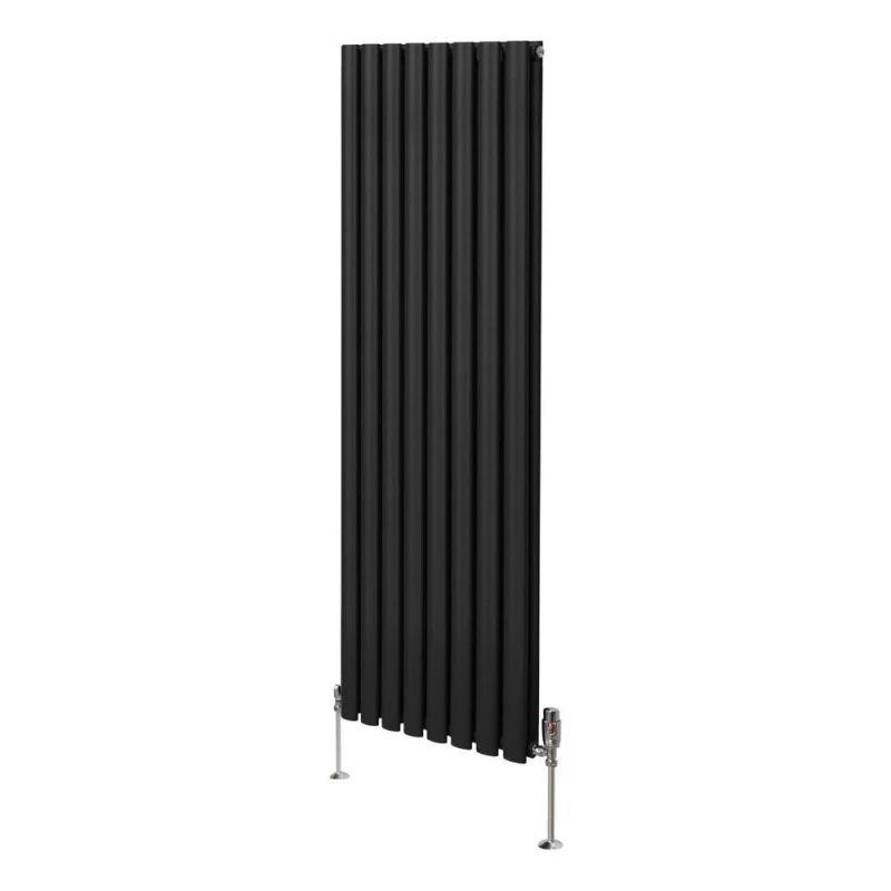 Image of Monstershop Oval Column Radiator & Valves - 1600mm x 480mm - Black Black