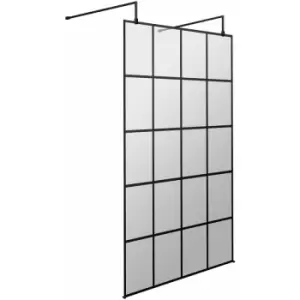 Image of Hudson Reed Frame Effect Wet Room Screen with Support Arms and Feet 1100mm Wide - 8mm Glass