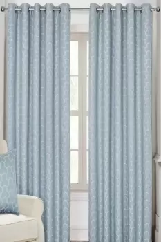 Image of Geometric Jacquard Blackout Eyelet Curtain Pair