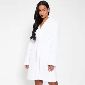 Image of I Saw It First Luxury Fleece Hooded Dressing Gown - White