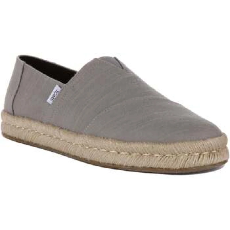 Image of TOMS Mens Alpargata Rope 2.0 Slip Ons Drizzle Grey Recycled Cotton Slubby Woven, 12