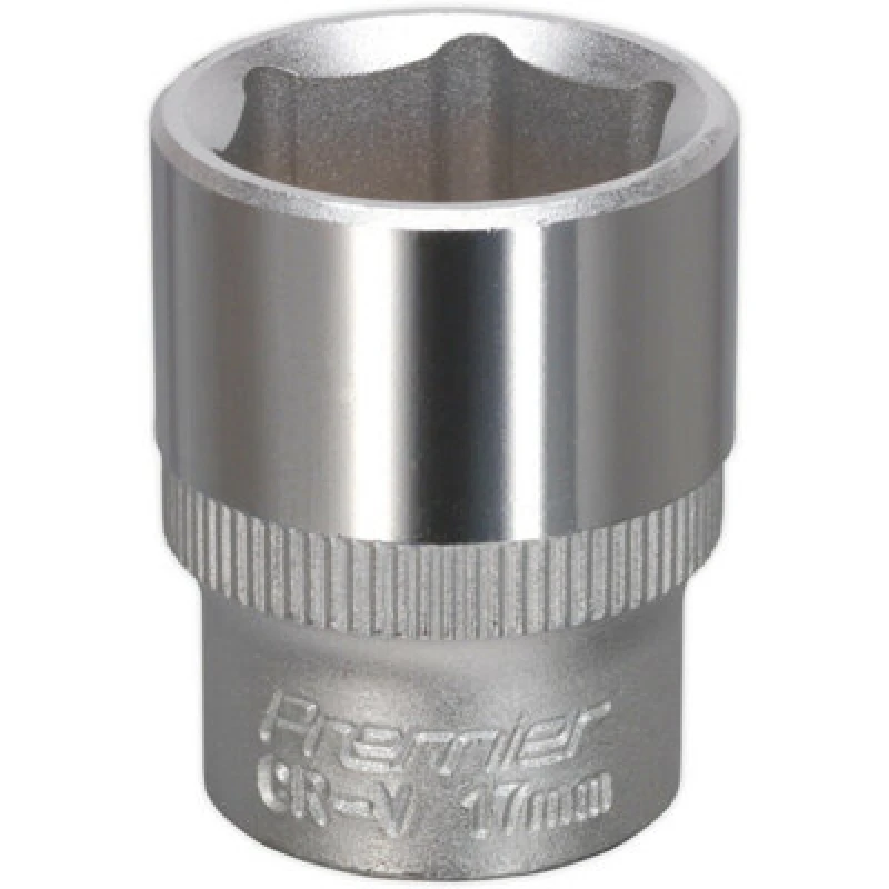 Image of Loops 17mm Forged Steel Drive Socket - 3/8" Square Drive - Chrome Vanadium Socket Metallics