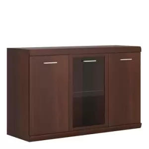 Image of Imperial 3 Door Glazed Sideboard In Dark Mahogany Melamine