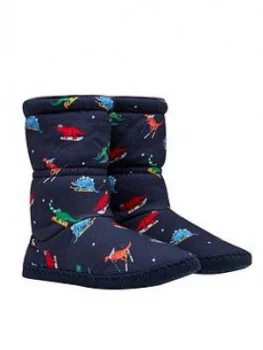 Image of Joules Boys Dino Padabout Slipper Socks - Navy