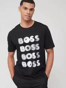 Image of BOSS Teetrury 2 Repeat Logo T-Shirt - Black, Size L, Men