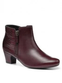 Image of Hotter Delight Wide Fit Heeled Boots, Wine, Size 8, Women