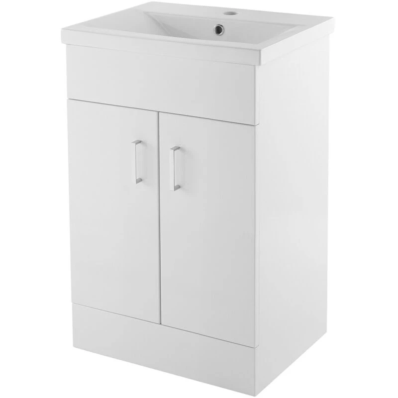 Image of NUIE Nuie - Eden Floor Standing 2-Door Vanity Unit with Basin-1 500mm Wide - Gloss White vtmw500e