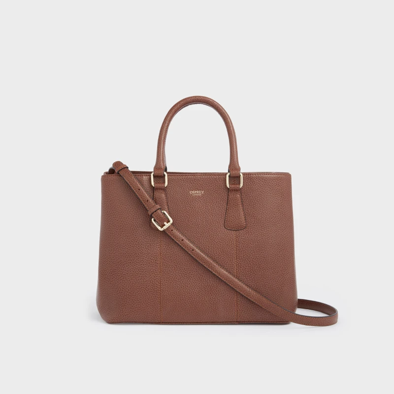 Image of OSPREY LONDON Womens The Adaline Leather Work Bag in Tan Tan Female One Size