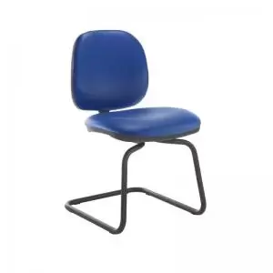Image of Jota fabric visitors chair with no arms - Ocean Blue vinyl