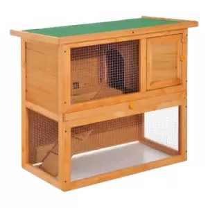Image of Pawhut 2-Tier Wooden Rabbit Hutch and Run
