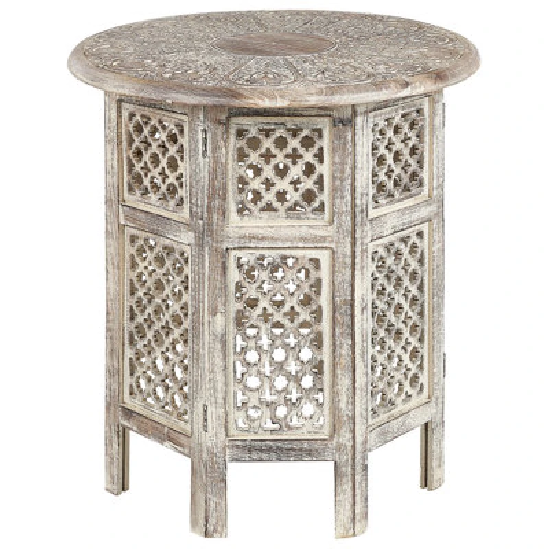Image of Beliani Side Table Santra Mango Wood Light Brown