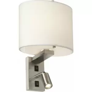 Image of Twin Wall Light Directional LED Spotlights White Round Shade Nickel LED E14 40W