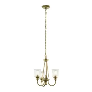 Image of 3 Bulb Chandelier Hanging Pendant LIght Natural Brass LED E27 60W Bulb