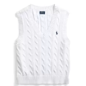 Image of Polo Ralph Lauren Polo Ralph Lauren Knitted V Vest Jumper Womens - White