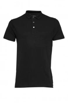 Image of Mens French Connection Central Crepe Polo Shirt Black