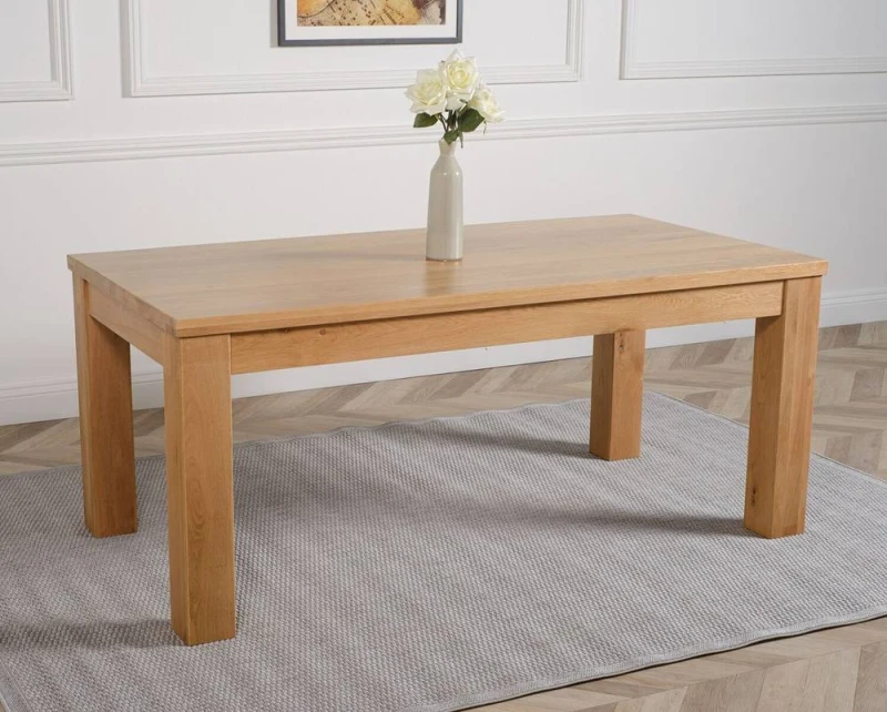Image of Thats Furniture Dakot 182cm Chunky Large Solid Oak Dining Table in Light Oak Light Oak Unisex