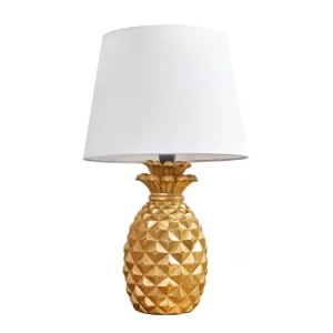 Image of Pineapple Gold Table Lamp with White Aspen Shade