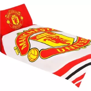 Image of Manchester United FC Pulse Single Duvet Set (Single) (Red/White)