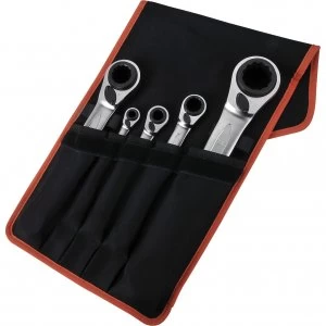 Image of Bahco 5 Piece Reversible Ratchet Ring Spanner Set