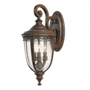 Image of 3 Light Outdoor Medium Wall Lantern Light British Bronze IP44, E14