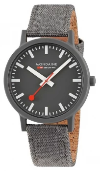 Image of Mondaine Essence 41mm Dark Grey Textile Strap Grey Dial Watch
