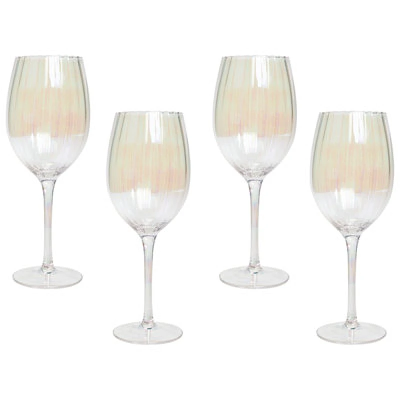 Image of Beliani Set Of 4 Wine Glasses Morganite 530 Ml Transparent