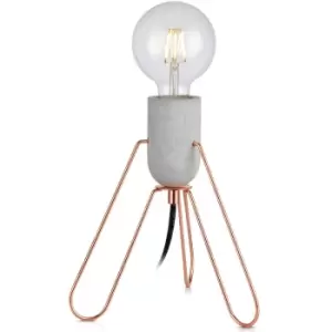 Image of Piccola Accent Tripod Table Lamp, Electric Reading Desk Light for Living Room, Office or Bedroom, Modern Lighting in Rose Gold - Concrete/Rose Gold