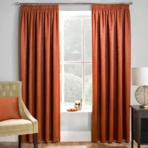 Image of Enhanced Living Matrix Embossed Textured Thermal Blockout Pencil Pleat Curtains, Orange, 90 x 54 Inch