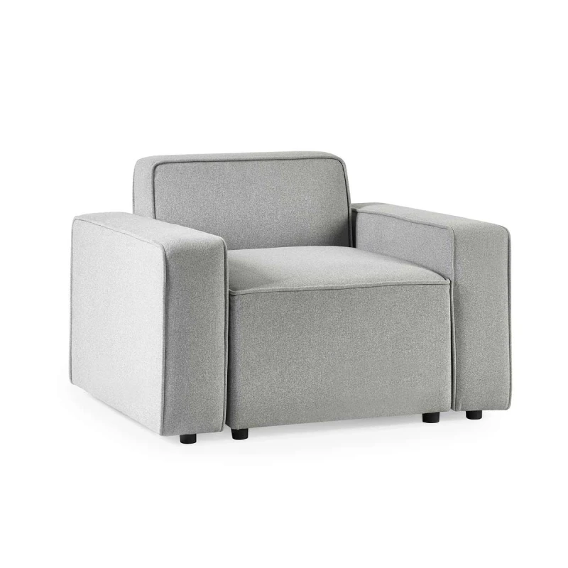 Image of SO'HOME Kalo Soft Touch Linen Modular Armchair Grey ONE SIZE