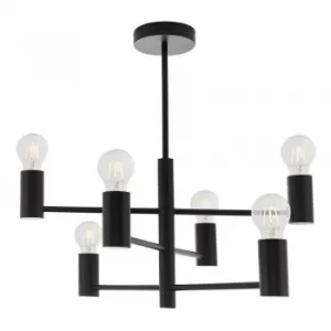 Image of 6 Light Semi Flush Light Matt Black, E27