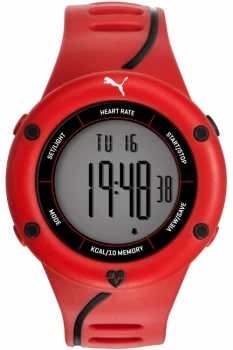 Image of Mens Puma PU91136 CARDIAC 01 - red Black Alarm Chronograph Watch PU911361003