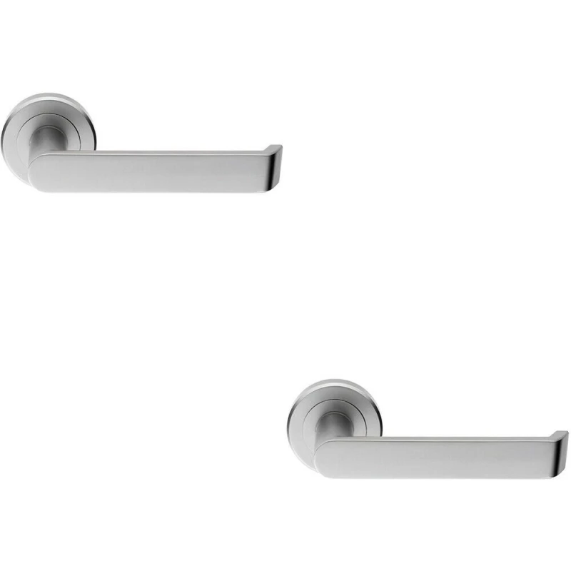 Image of Loops 2x PAIR Flat Faced Lever on Round Rose Chamfered Edge Concealed Fix Satin Chrome Multi