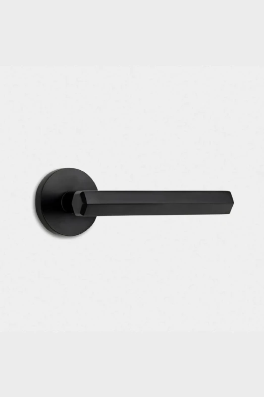 Image of PUSHKA HOME Solid Brass Hexagonal Door Lever Handle - Black Unisex
