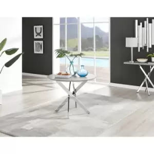 Image of Furniturebox Novara 100cm Grey Concrete 6 Seater Modern Dining Table With Silver Chrome Starburst Legs