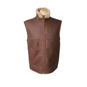 Image of Eastern Counties Leather Mens Harvey Sheepskin Gilet 40" (Cognac)